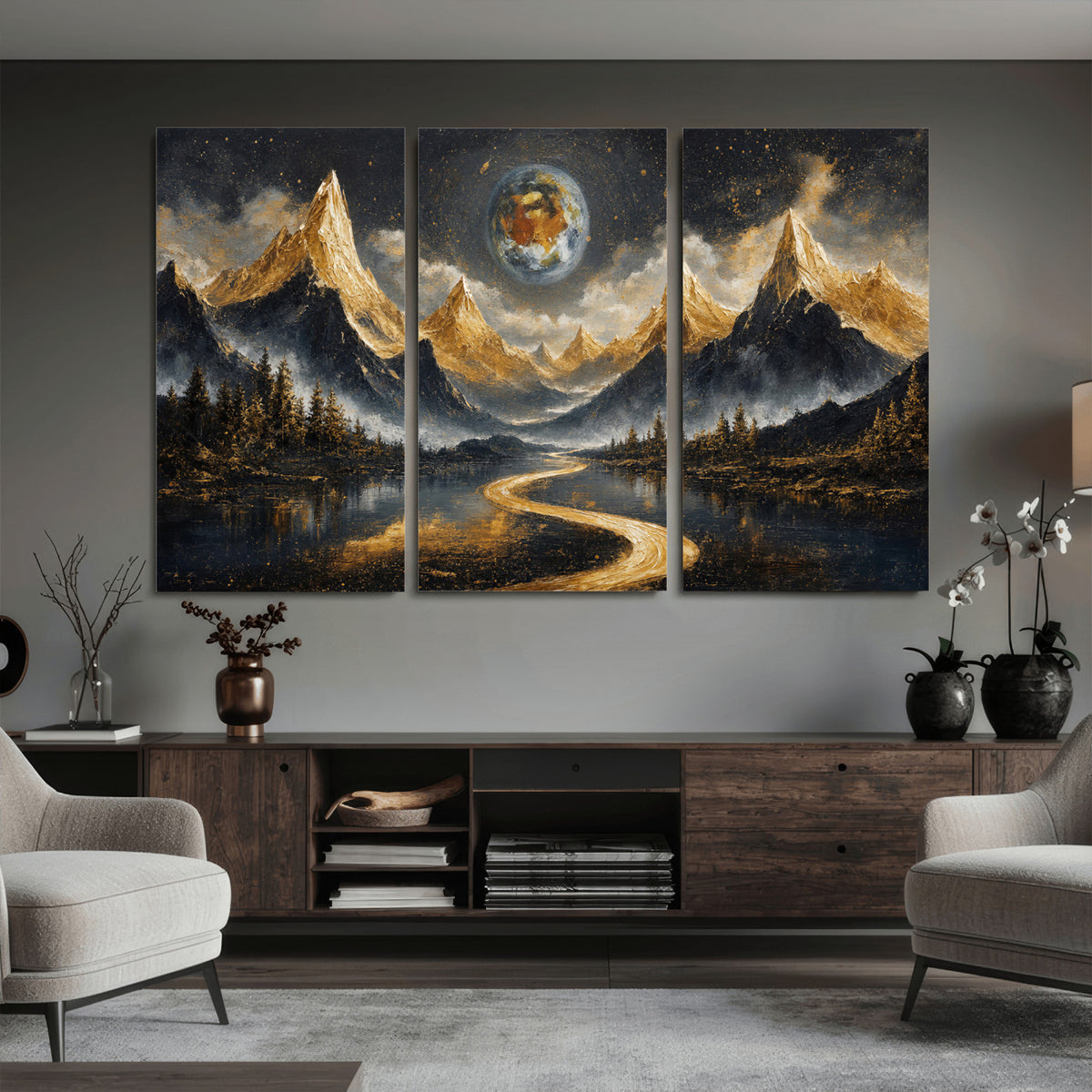 34202127-MGV-CV-36X24 - Abstract Mountain Wall Art Canvas Print Modern Landscape Painting Print
