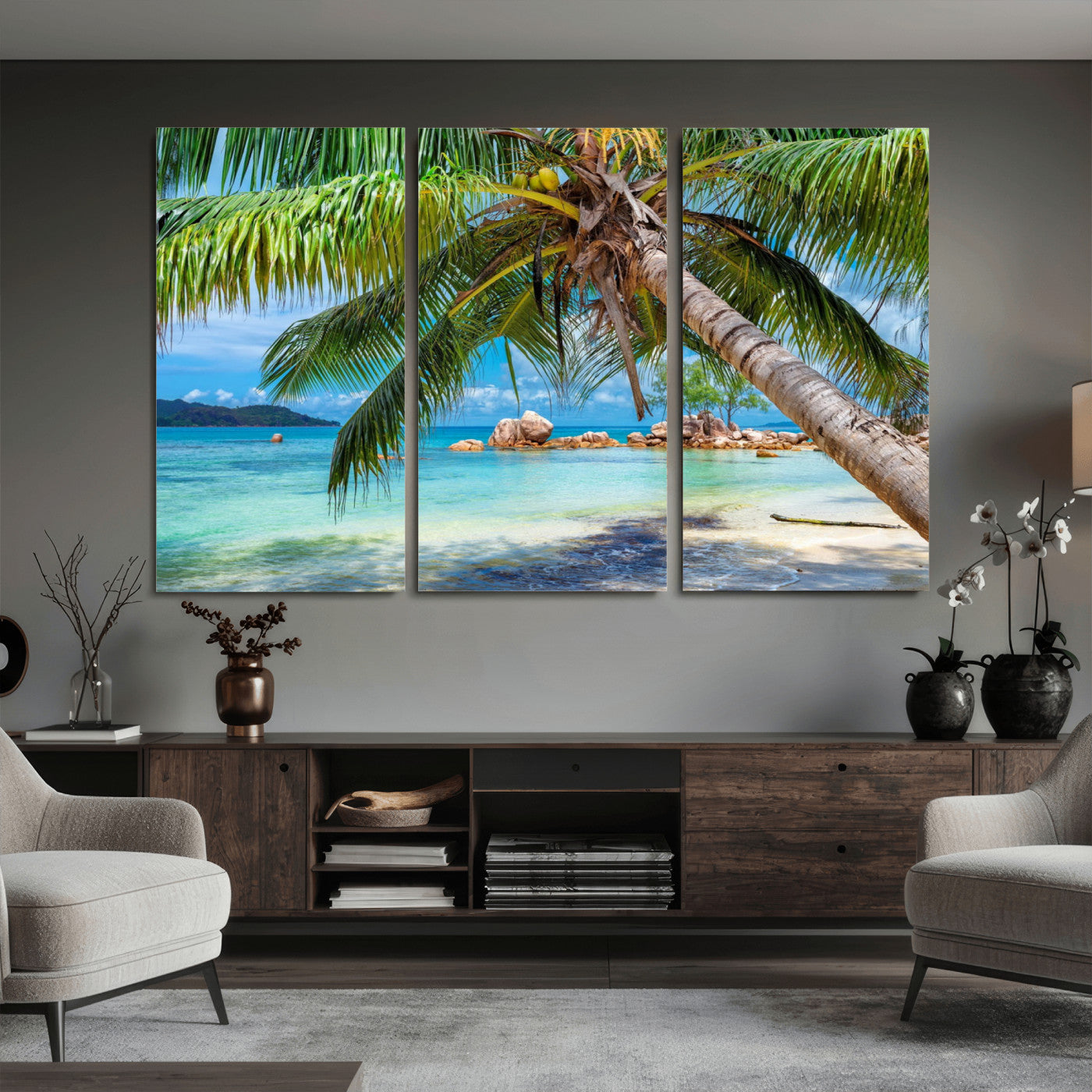86824715-MGV-CV-36X24 - Seychelles Beach Canvas Wall Art - Anse Volbert Praslin Island Print