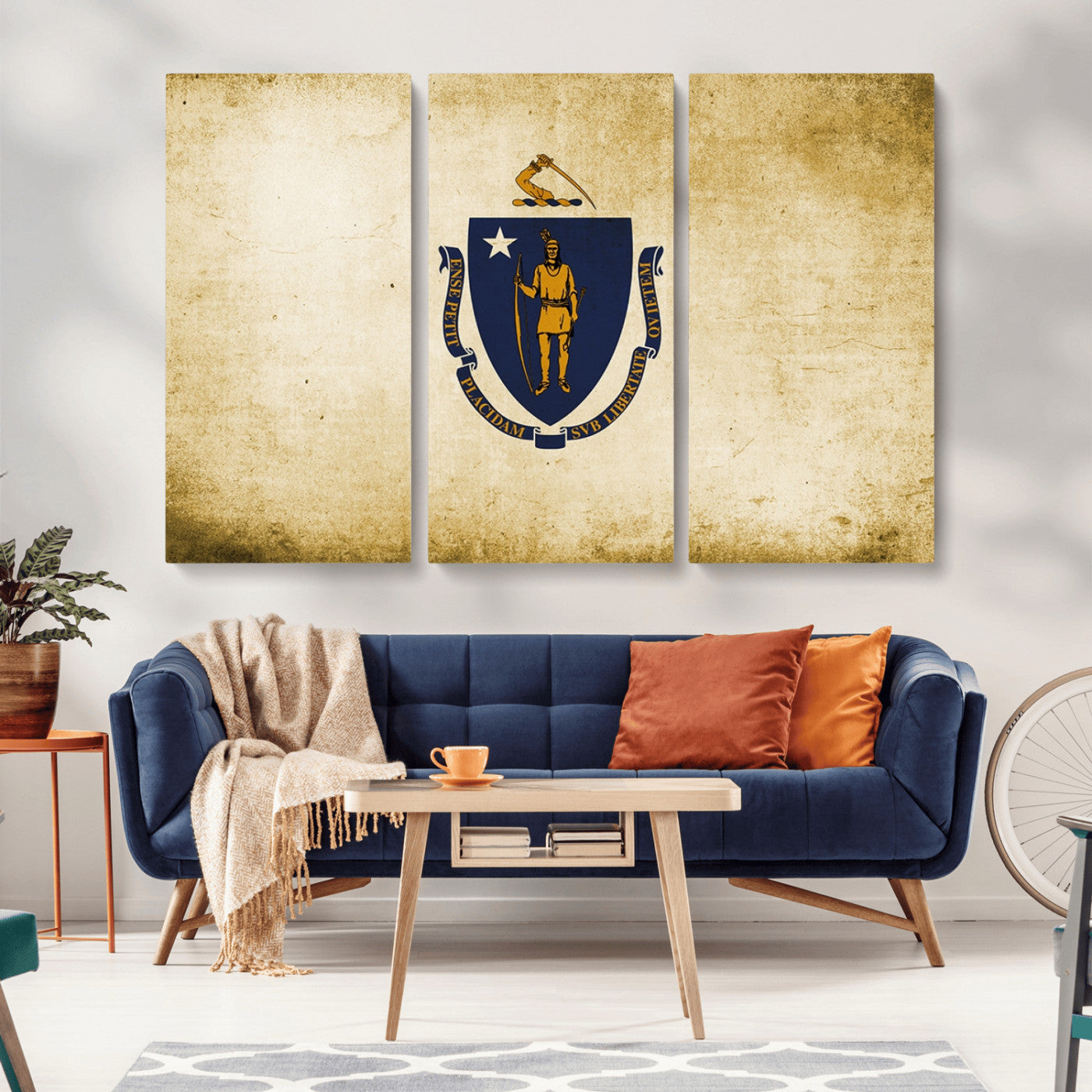 -Massachusetts Flag Wall Art Canvas Print