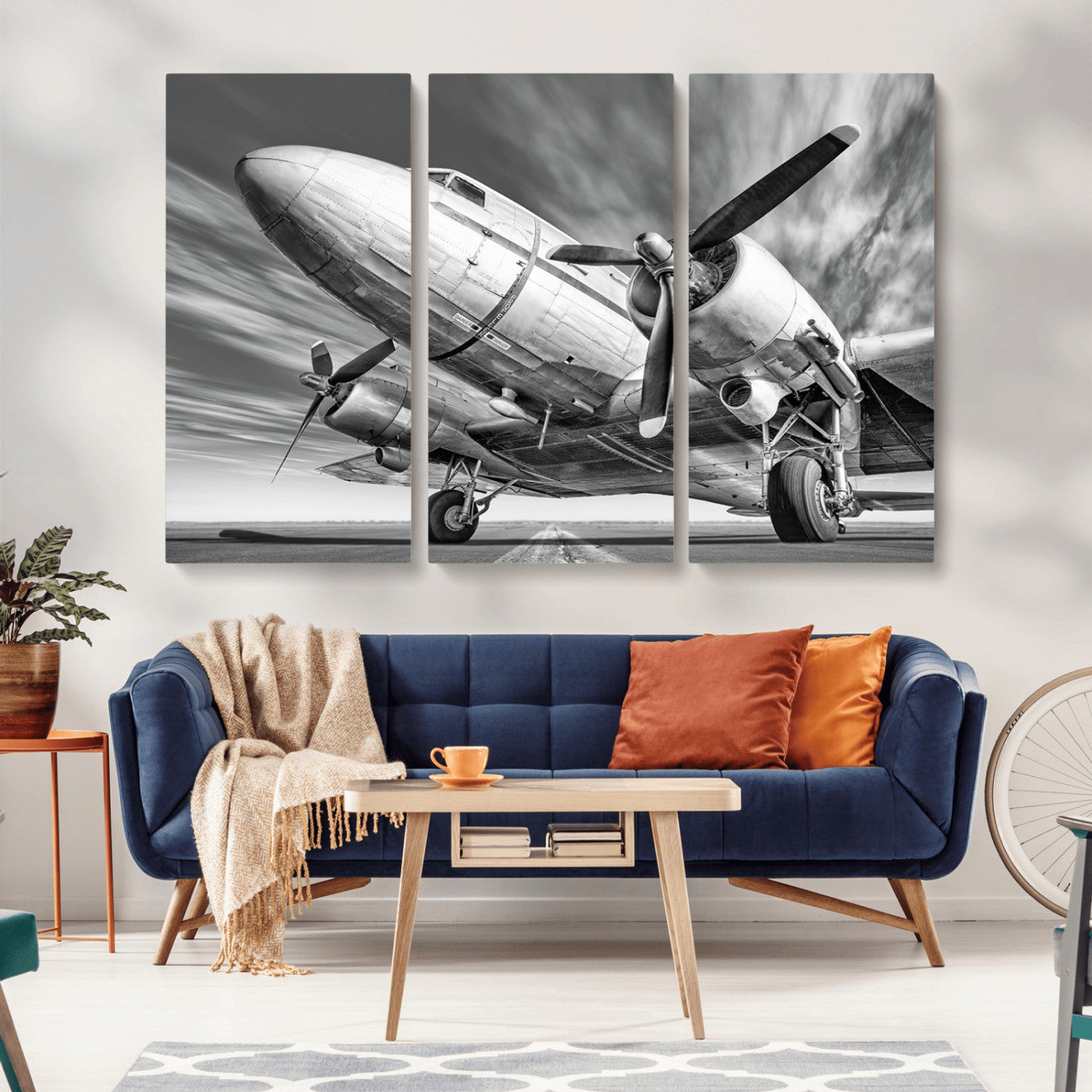 82744-MGV-CV-36X24-Vintage Airplane on Runway Canvas Print