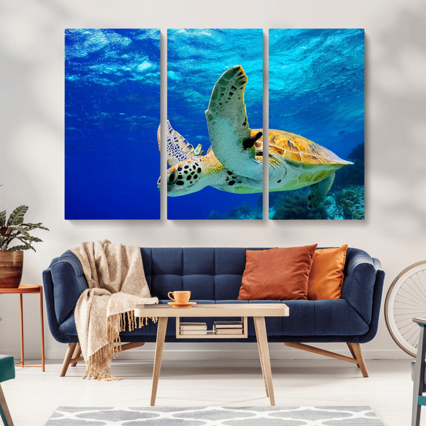 16292-MGV-CV-36X24-Sea Turtle Wall Art Canvas Print, Sea life in the Ocean Wall Art Printing