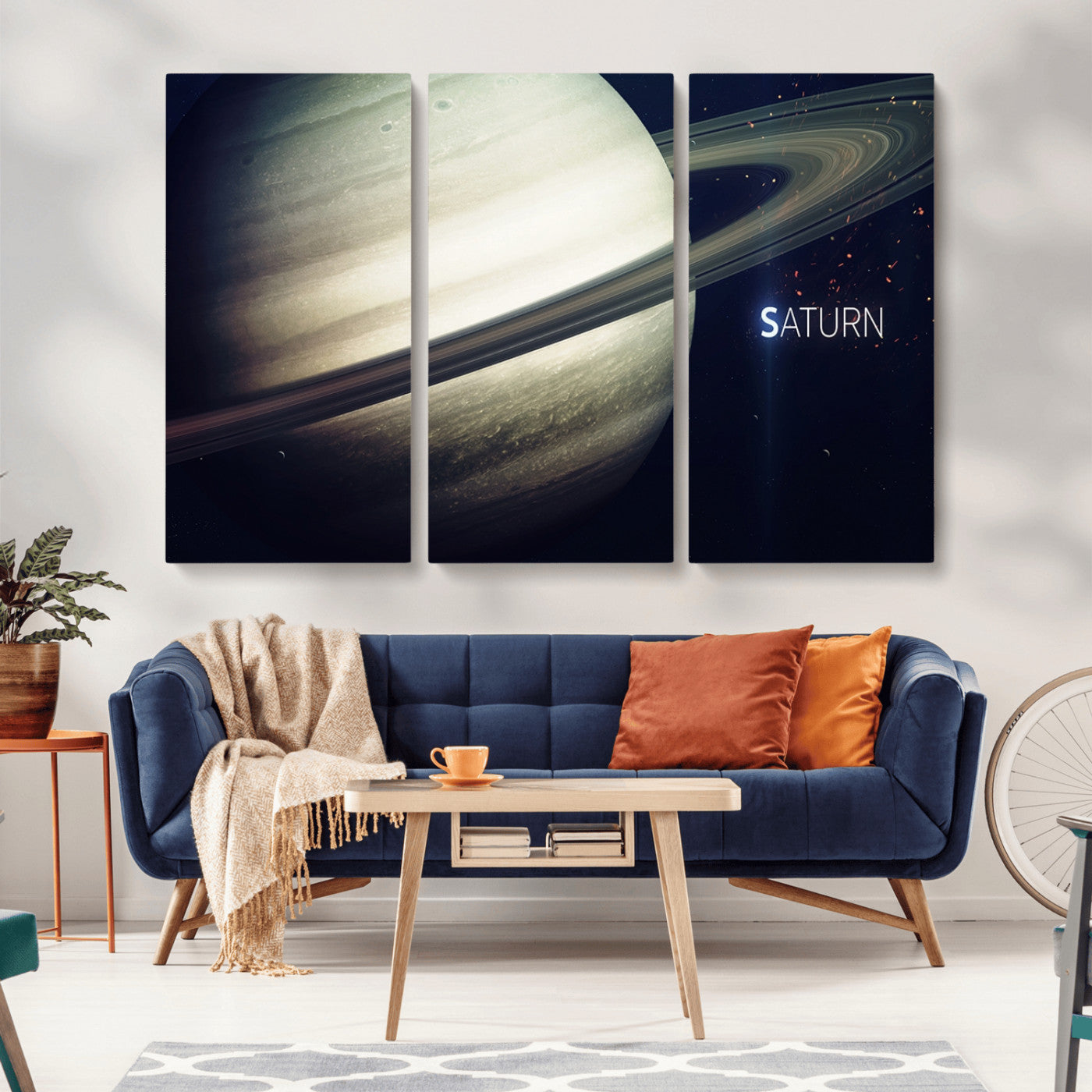 -Framed Saturn Wall Art Canvas Print
