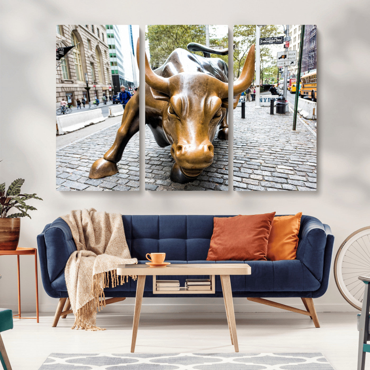86623-MGV-CV-48X32-3P-Charging Bull Wall Art Canvas Print