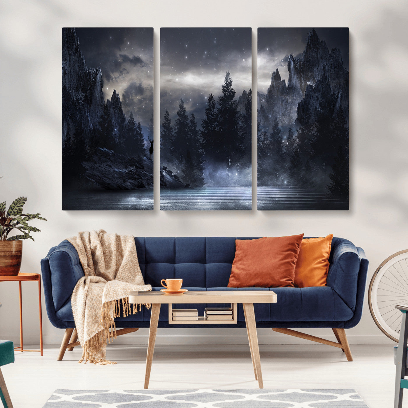55385-MGV-CV-36X24-Night Landscape and Trees Wall Art Canvas Print