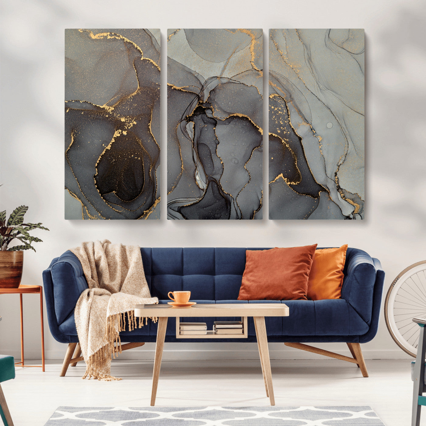 -Gray Marble Fluid Wall Art – Modern Abstract Canvas Print with Elegant Flowing Patterns, Minimalist Luxury Decor for Living Room, Office, or Bedroom