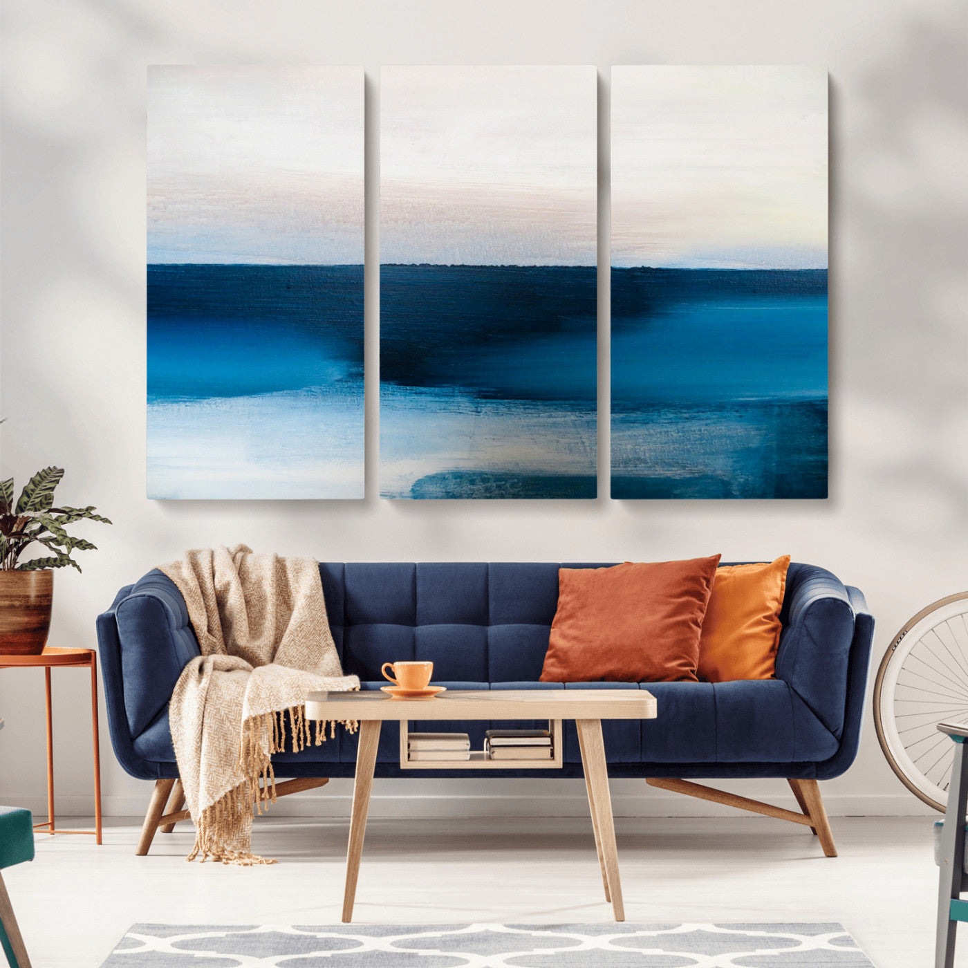 72452-MGV-CV-36X24-Dark Blue Abstract Wall Art Canvas Print