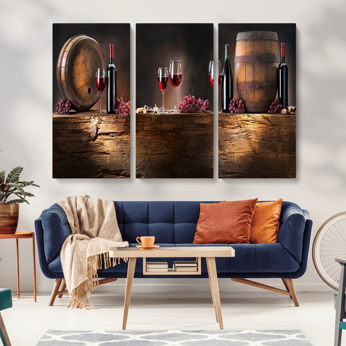 -Wine and Barrels Wall Art Canvas Print