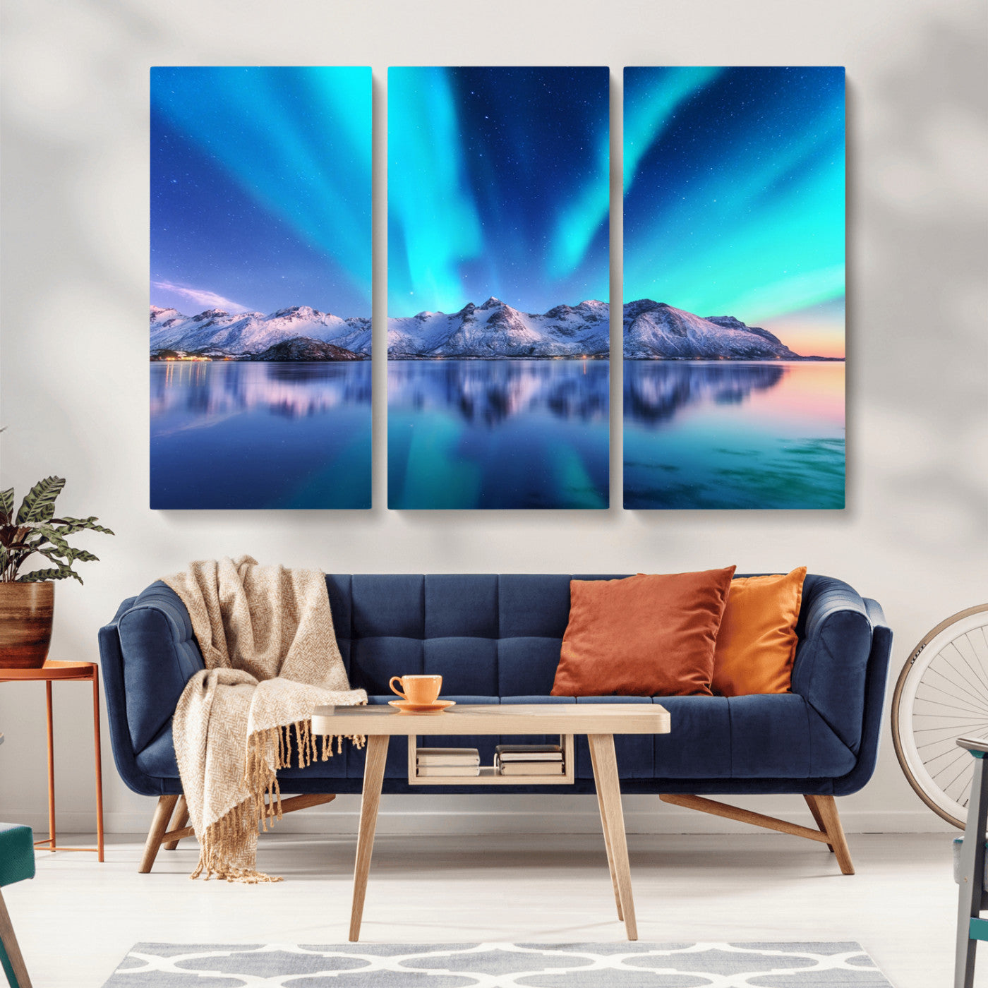-Northern Lights above Mountain Wall Art, Northern Lights Wall Art Canvas Print