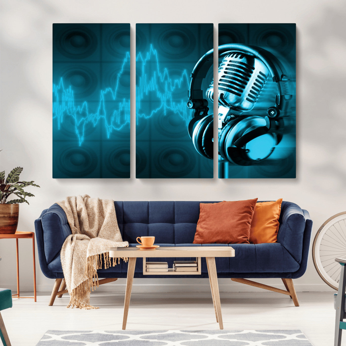 -Music and Microphone Wall Art Canvas Print