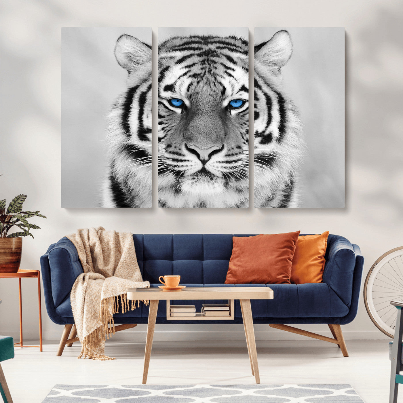 -Black and White Tiger Wall Art Animal Canvas Print