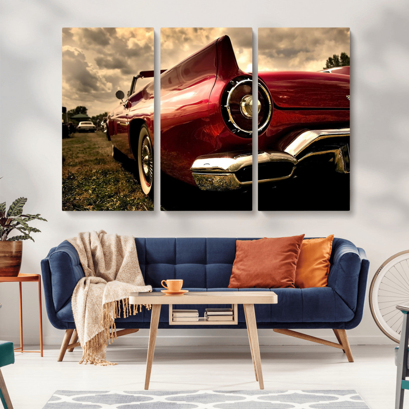 -Red Classic Car Wall Art Canvas Print