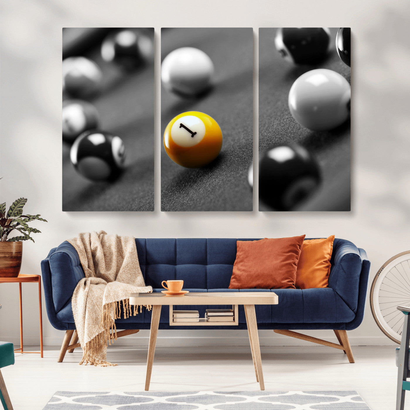 -Wall Art Pool Table and Balls Canvas Print