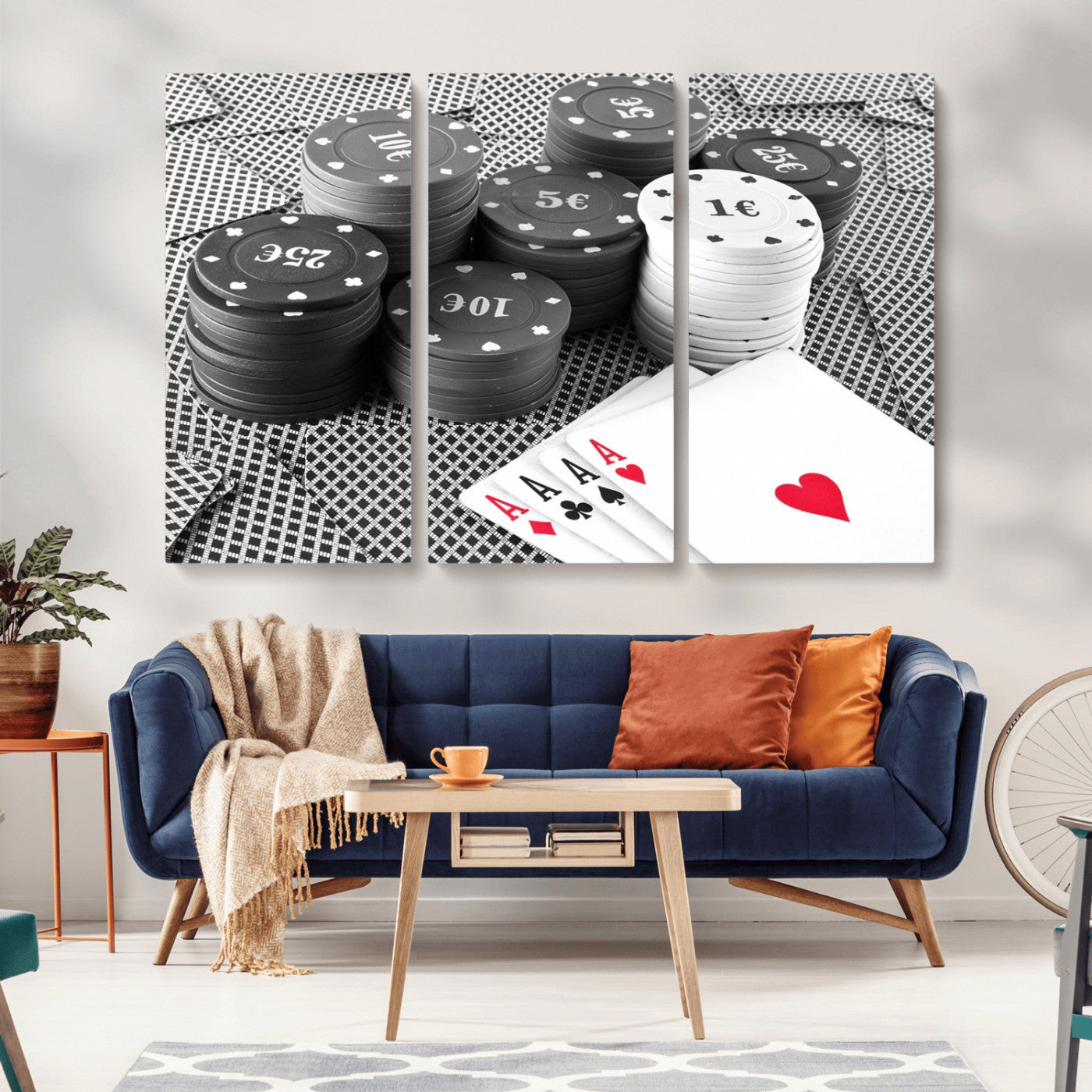 -Poker Game Cards Wall Art Canvas, Multi Panel Wall Art Canvas Print