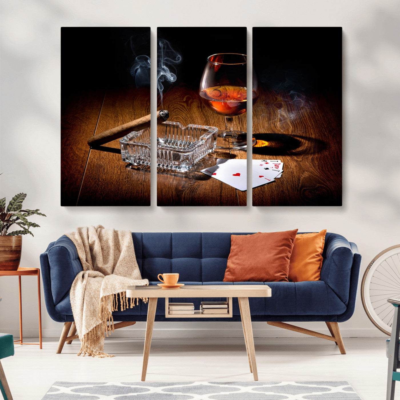 -Whiskey Cigar Wall Art Canvas Print Kitchen Wall
