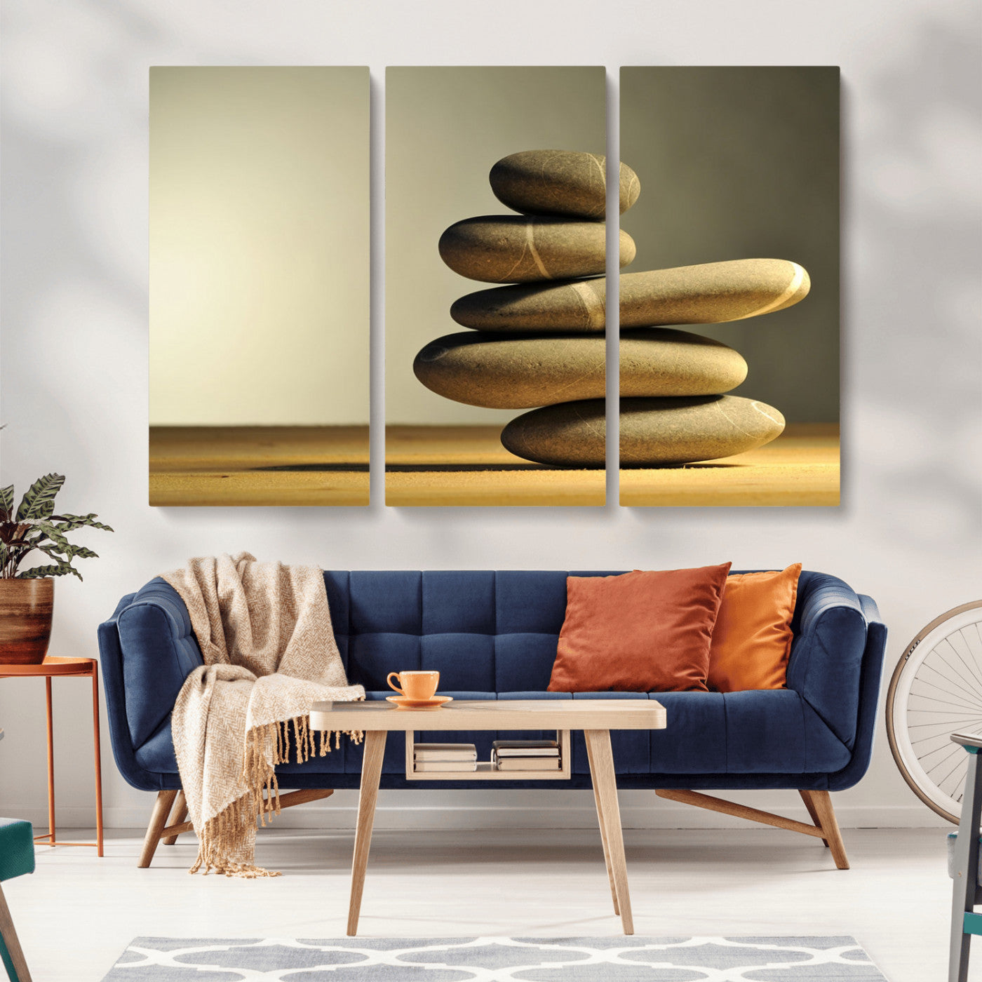 -Fluvial Zen Stones Canvas Wall Art Print