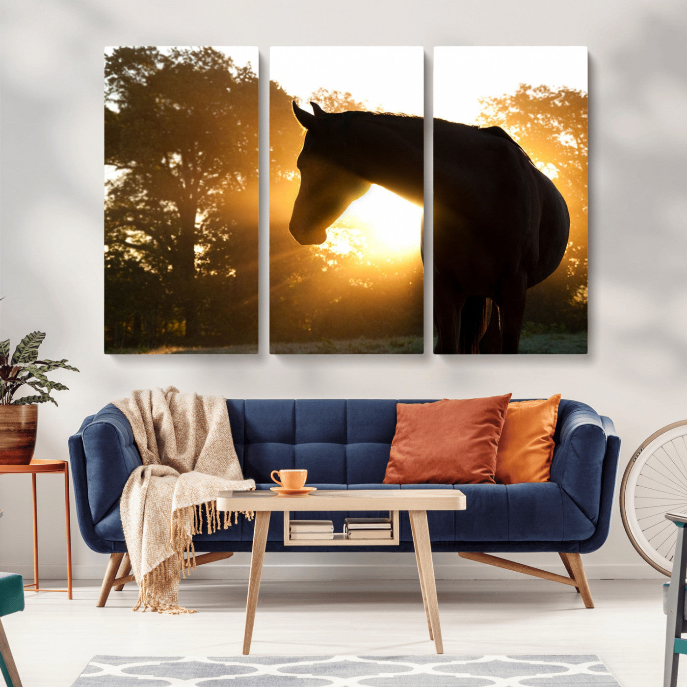 -Horse at Sunset Wall Art Animal Canvas Print