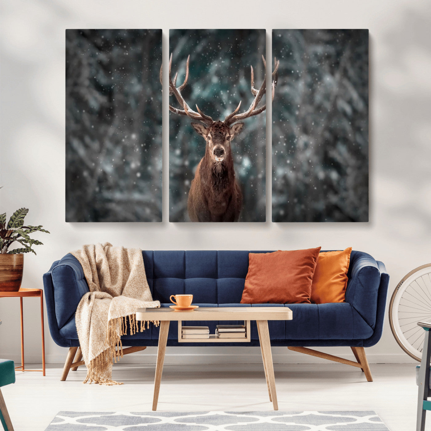 -Wall Art Deer Art Animal Canvas, Framed Wall Art Deer Canvas Print