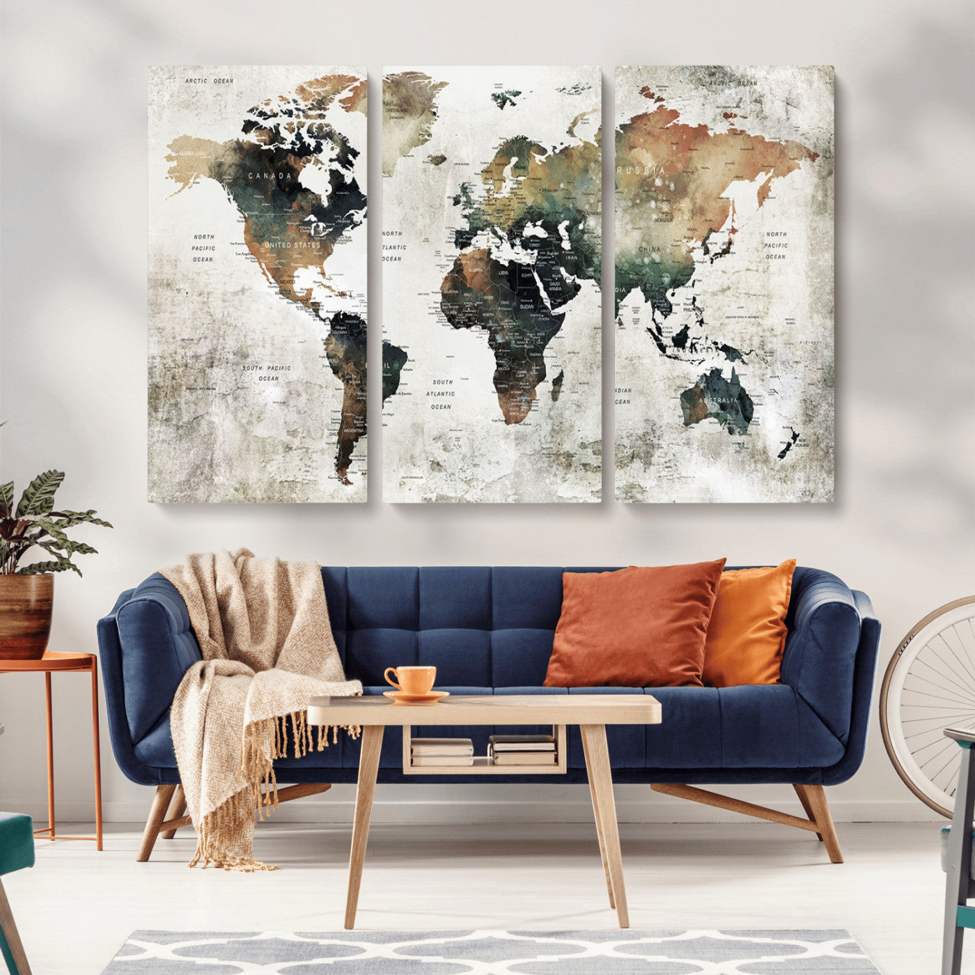 19444-MGV-CV-36X24-Push Pin World Map Canvas Print – Travel Tracker Wall Art for Couples, Perfect Anniversary Gift for Home or Office Decor