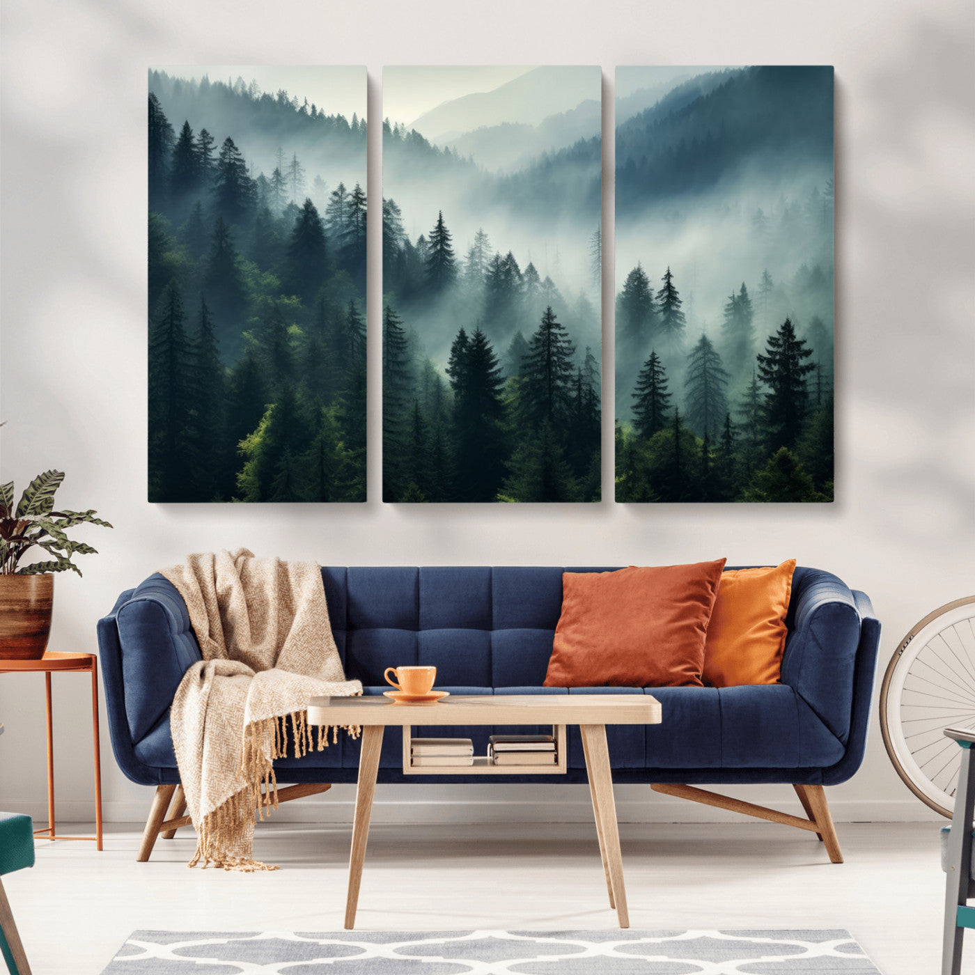 -Captivating Misty Forest Wall Art Premium Canvas Print a Foggy and Serene Atmosphere Art