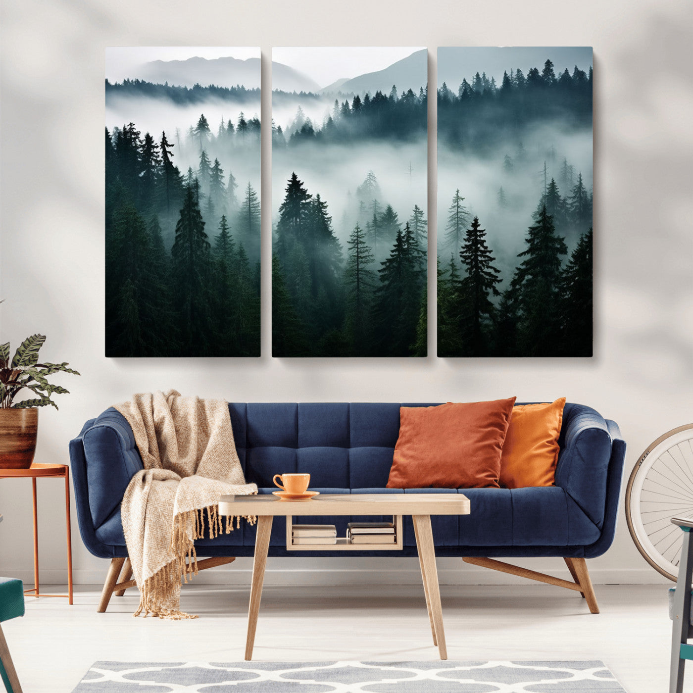 -Captivating Misty Forest Wall Art Canvas, Premium Canvas Print a Foggy and Serene Atmosphere