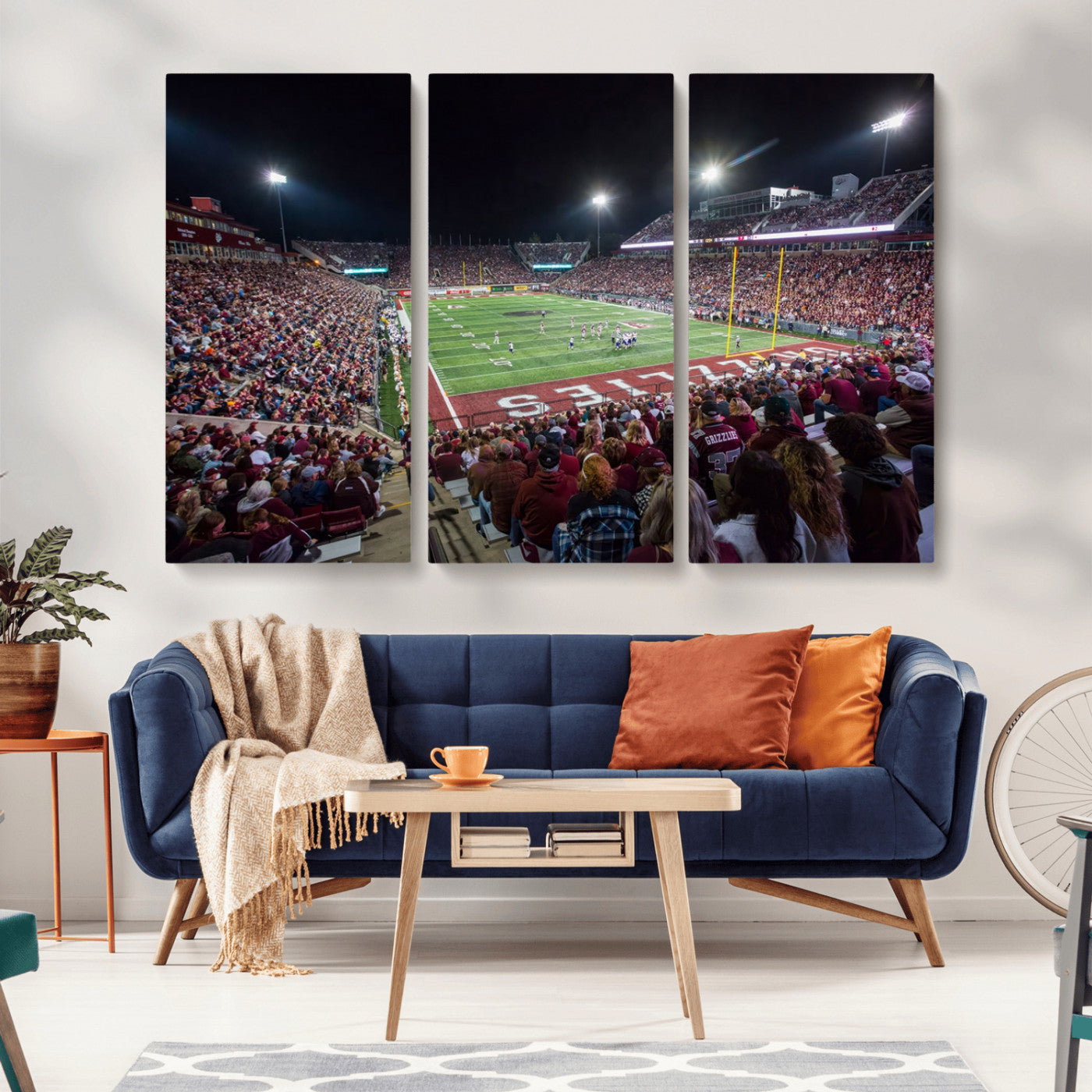 -American Football Wall Art Canvas Print Framed Stadium Sport Wall Art Print Iconic Game Day Decor for Home, Office