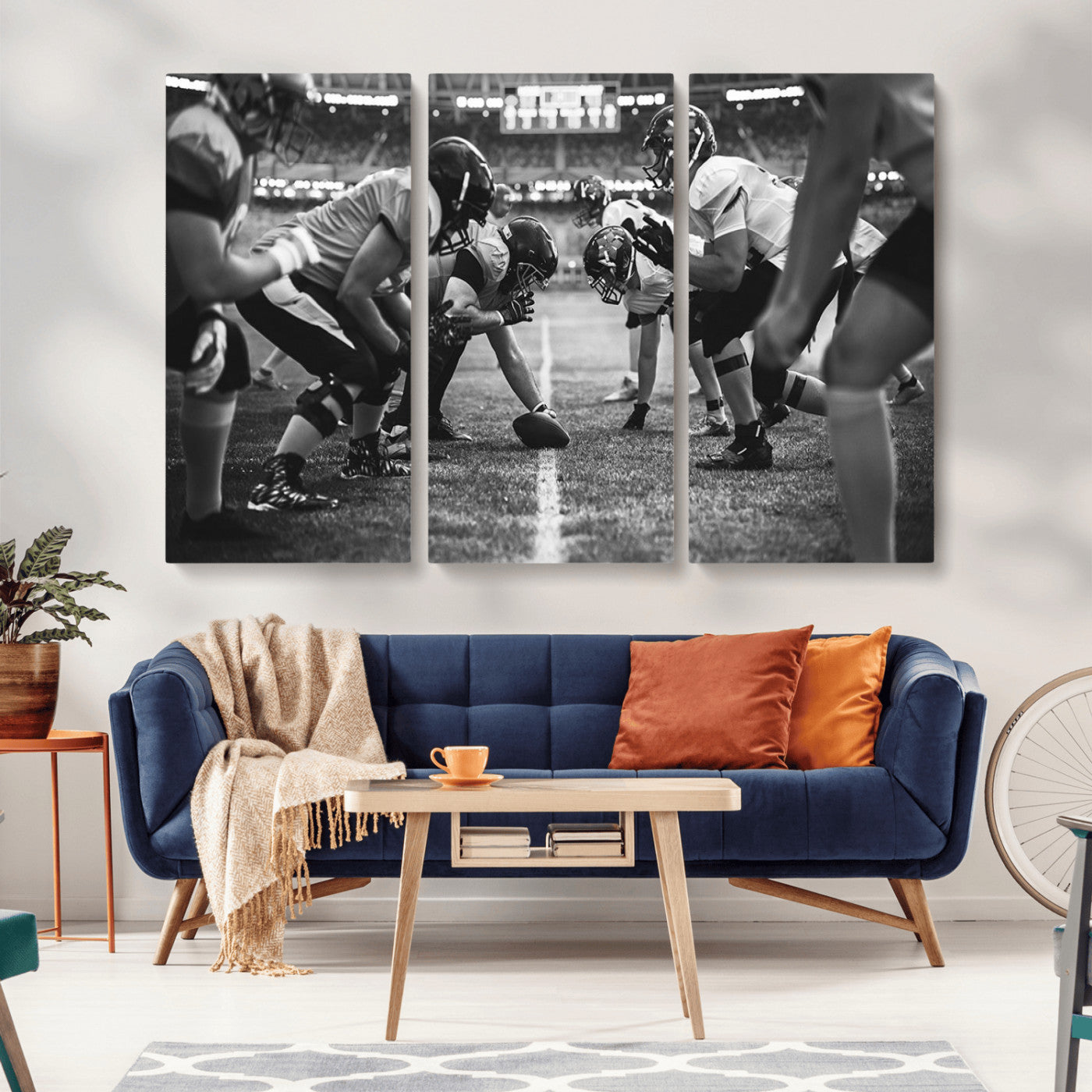 -American Football Wall Art Canvas Print Framed Stadium Sport Wall Art Iconic Game Day Decor for Home, Office