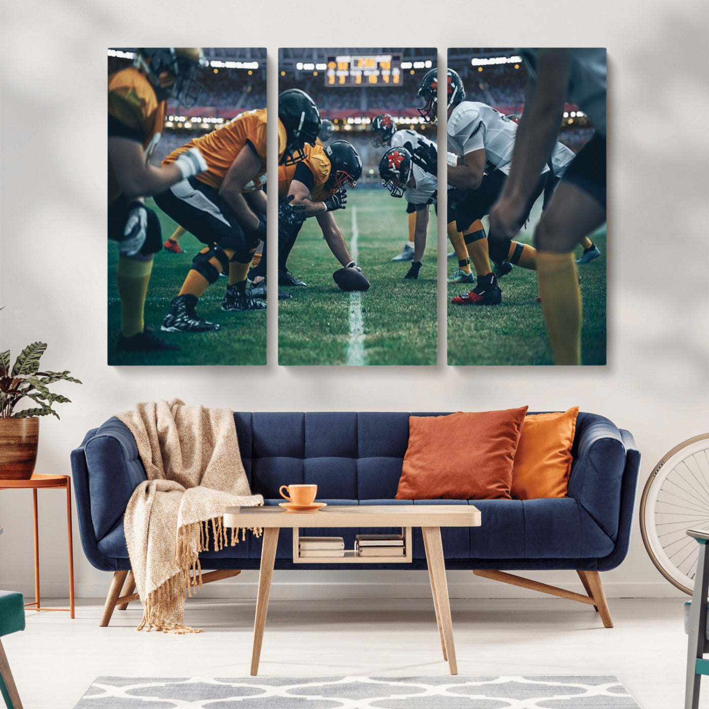 -American Football Playing Wall Art Canvas Print