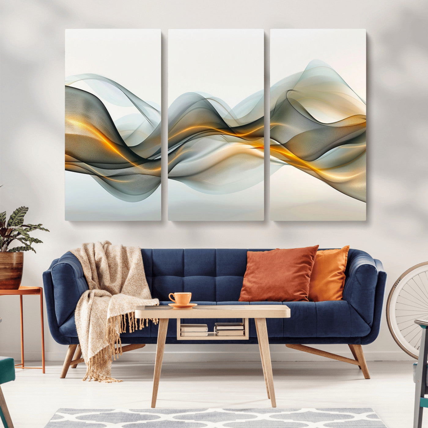 ES1001-MGV-CV-36X24-Abstract Wave Canvas Wall Art – Fluid Contemporary Elegance in Motion – Ready to Hang