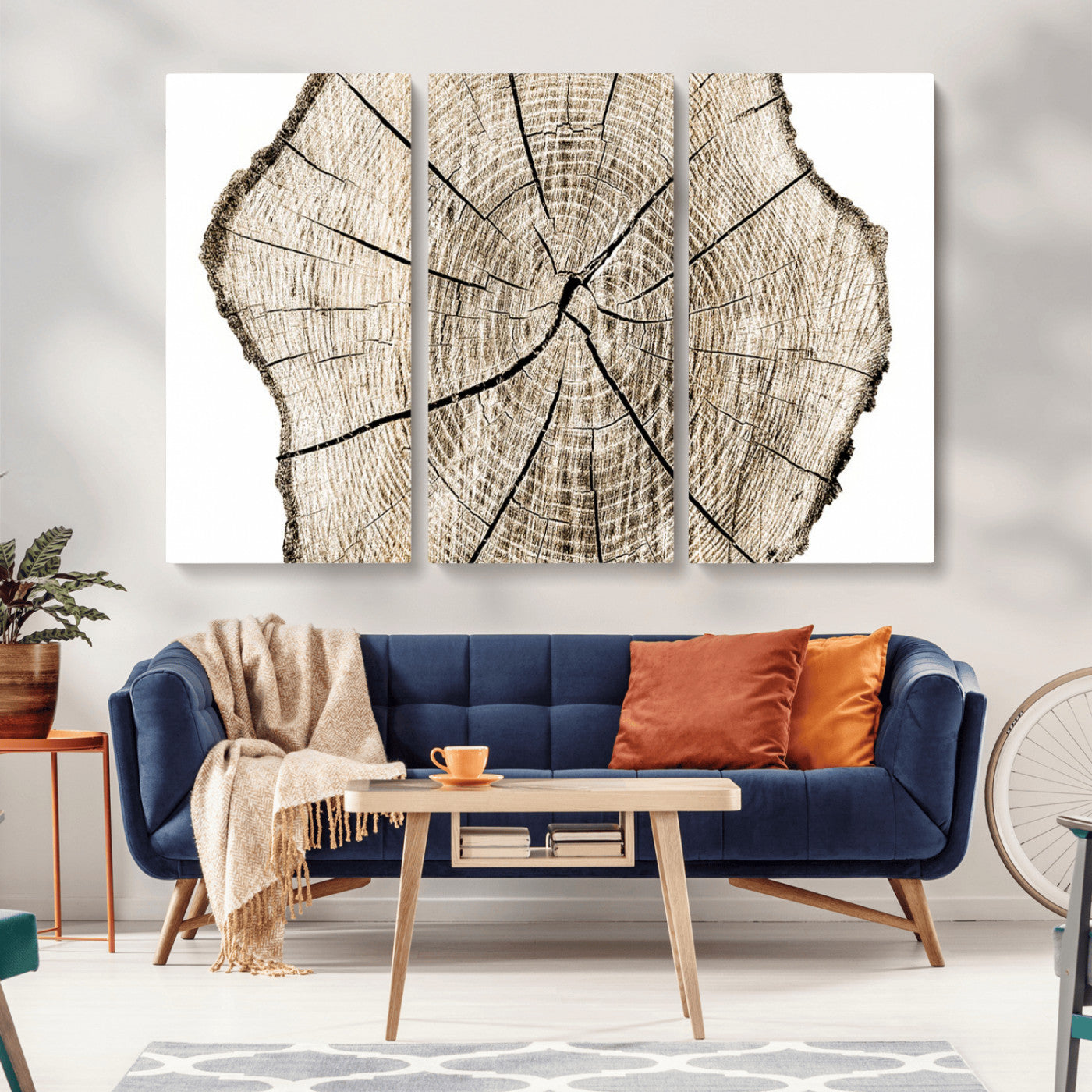 12450-MGV-CV-36X24-Abstract Wood Tree Ring Wall Art - Ready to Hang Minimalist Wooden Design for Rustic & Contemporary