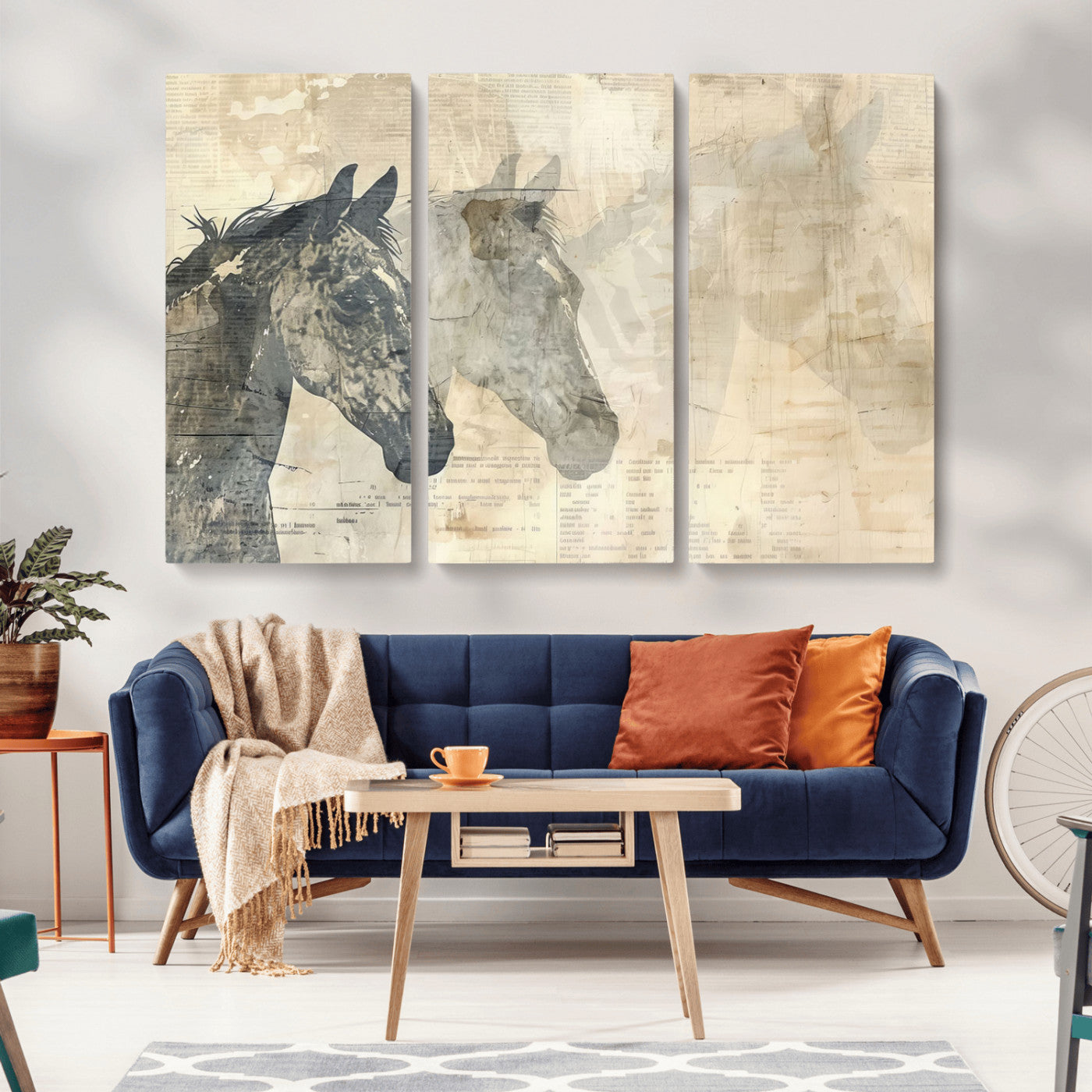 64301-MGV-CV-36X24-Abstract Horse Canvas Print | Modern Farmhouse Wall Art | Ready to Hang Framed