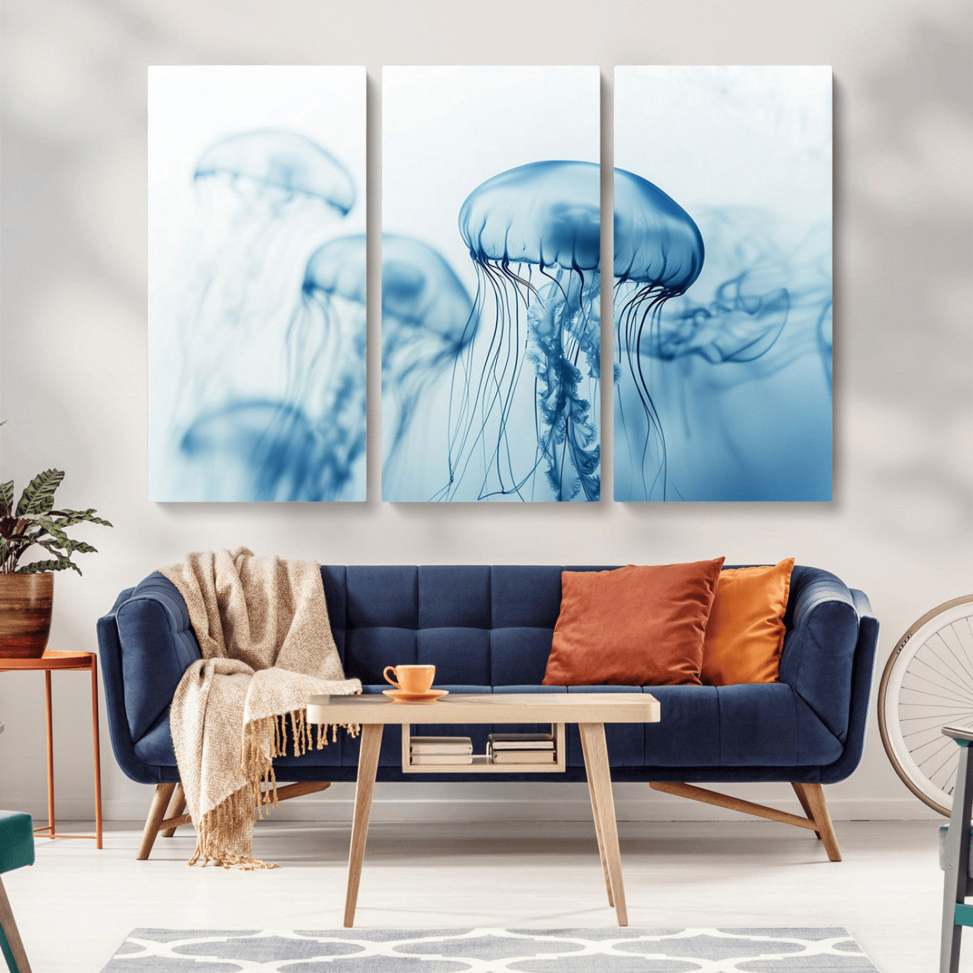 -Blue Jellyfish Wall Art Canvas Print