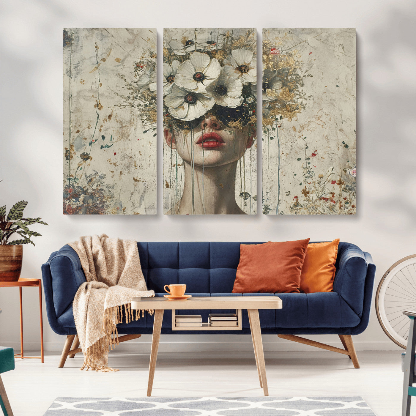 72759-MGV-CV-36X24-Abstract Floral Women Patel Wall Art Canvas Print