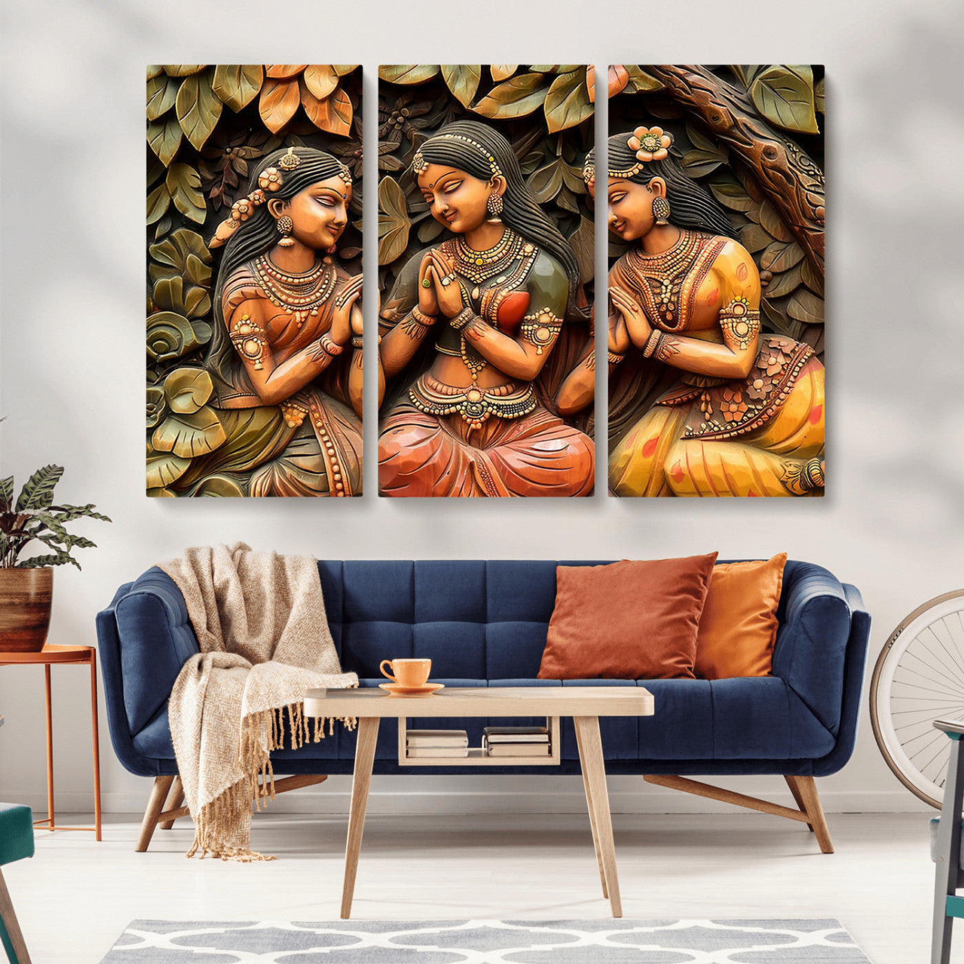 12926-MGV-CV-36X24-Indian Woman Statue Wall Art Canvas Print
