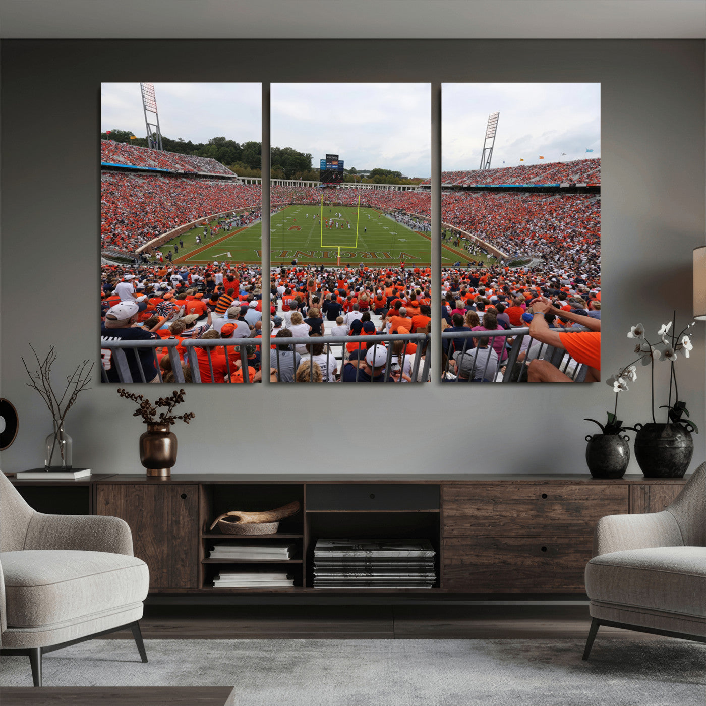 63606-MGV-CV-36X24 - Virginia Cavaliers Football Team Print - Charlottesville Scott Stadium Print Wall Art Canvas