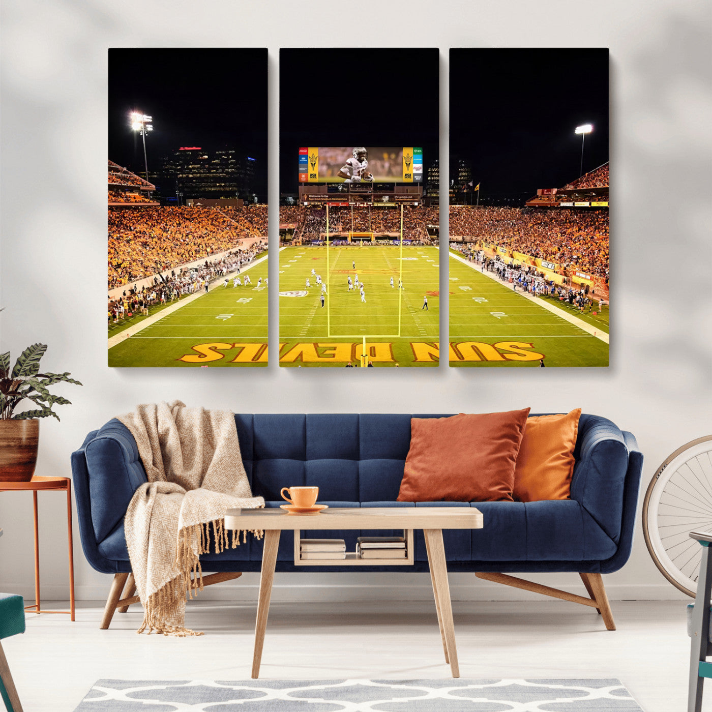 87612-MGV-CV-36X24-ASU Sun Devils Football Team Print - Phoenix Mountain America Stadium Canvas Print