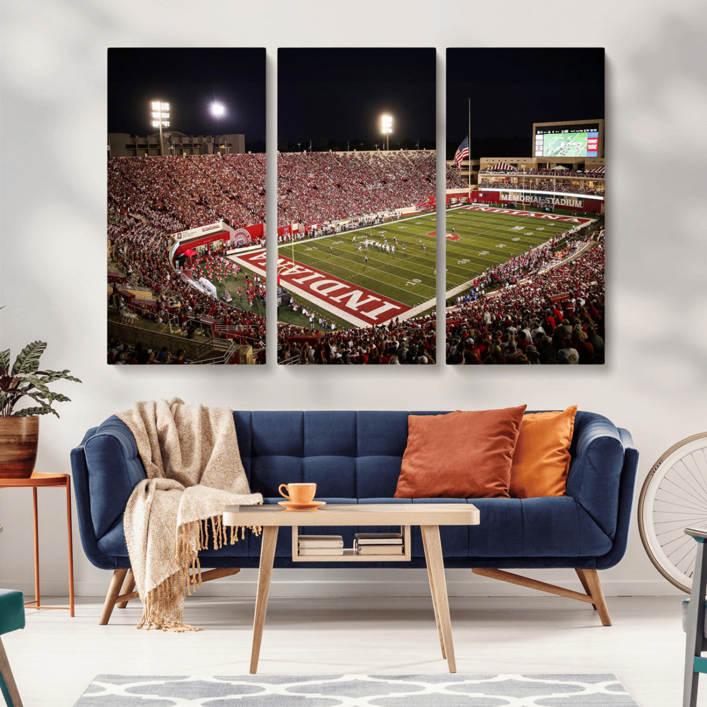 82748-MGV-CV-36X24-Indiana University Hoosiers Football Team Print Canvas - Bloomington Memorial Stadium Wall Art