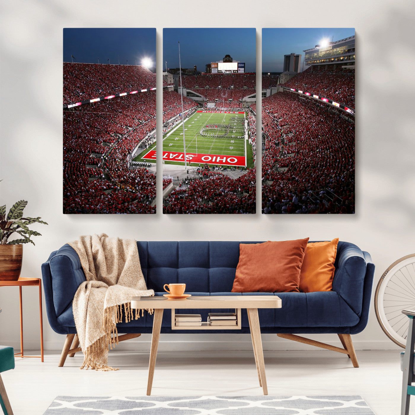 98743-MGV-CV-36X24-Ohio State University Buckeyes Football Team Print - Columbus Ohio Stadium Wall Art Canvas Print