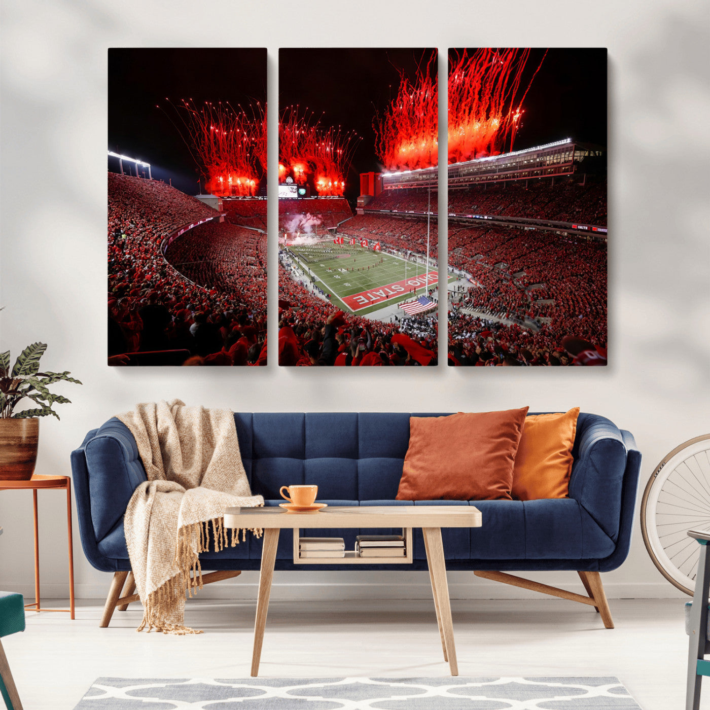 56909-MGV-CV-36X24-Ohio State University Buckeyes Football Team Print - Columbus Ohio Stadium Wall Art Canvas Print