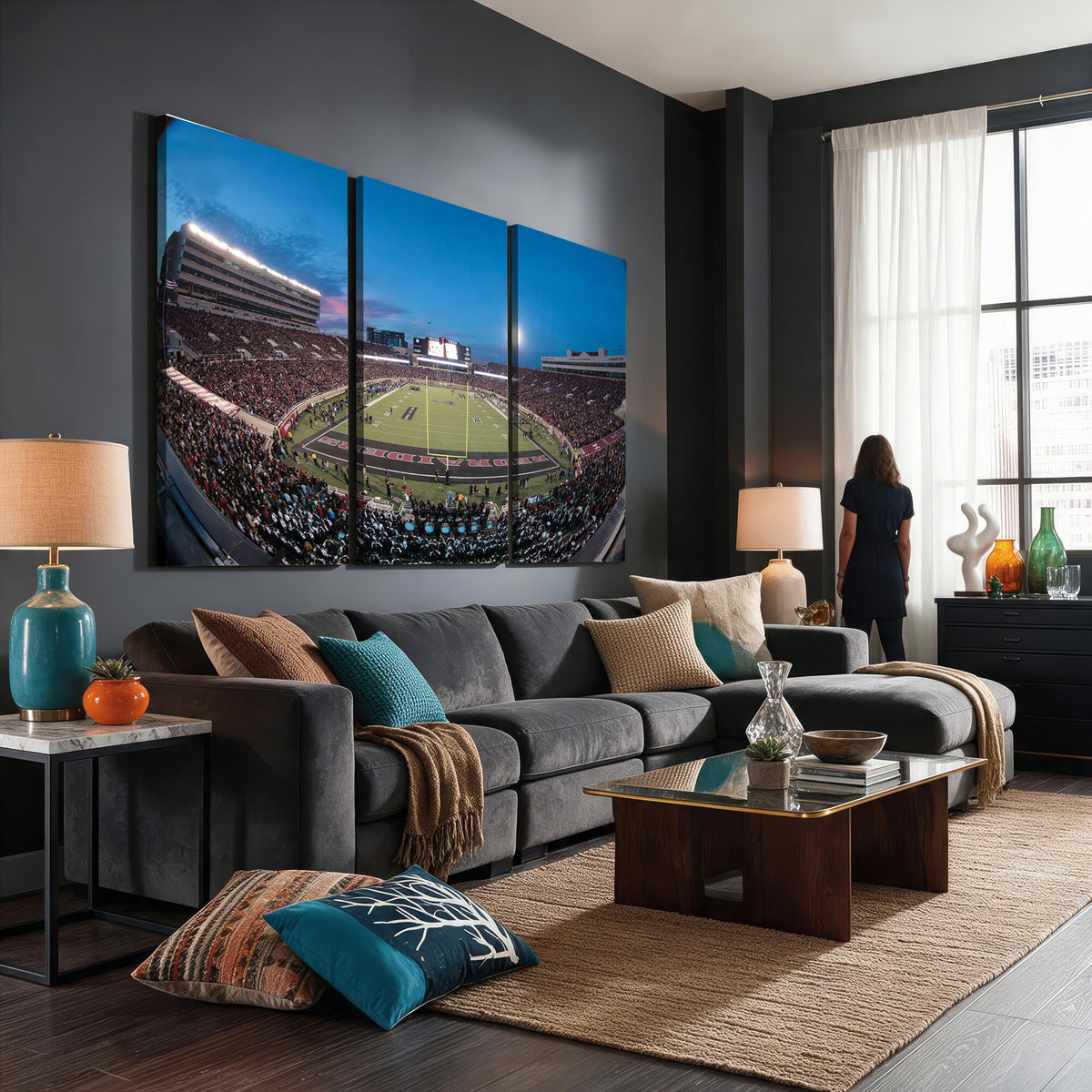 60763-PAN-FL-20X10 - Texas Tech Red Raiders Canvas, Framed Football Team Print - Lubbock Jones AT&T Stadium Wall Art