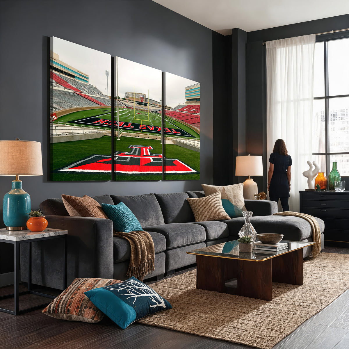 43169-PAN-FL-20X10 - Texas Tech Red Raiders Football Team Print - Lubbock Jones AT&T Stadium Wall Art Canvas Print