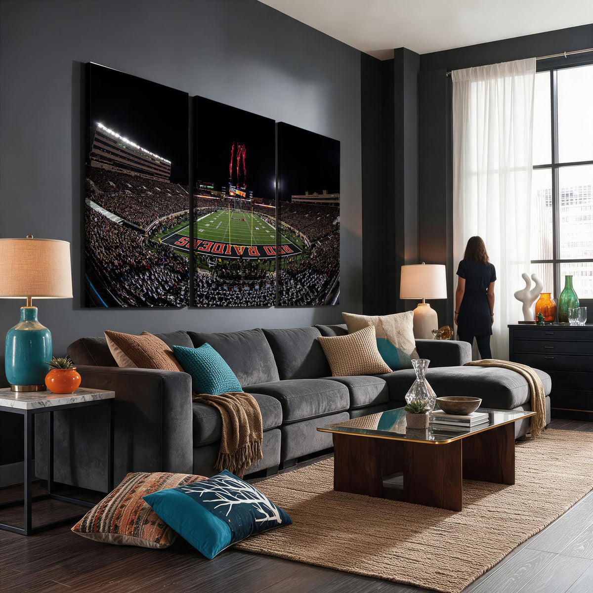 83122-PAN-FL-20X10 - Framed Texas Tech Red Raiders Stadium Canvas, Texas Tech Red Raiders Football Team Print - Lubbock