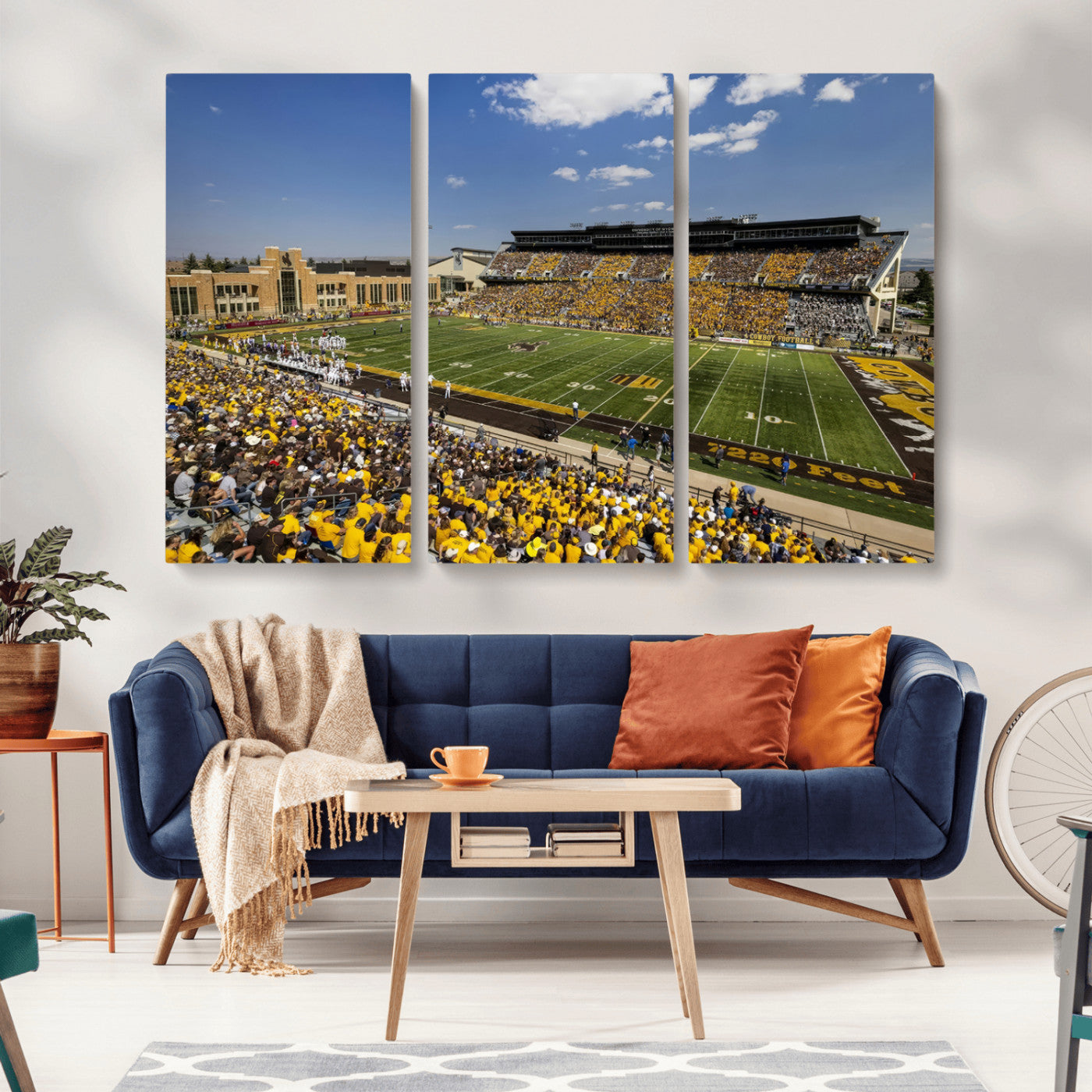 75112-MGV-CV-48X32-3P-University of Wyoming Cowboys Football Team Print - Laramie Jonah Field War Memorial Stadium Wall