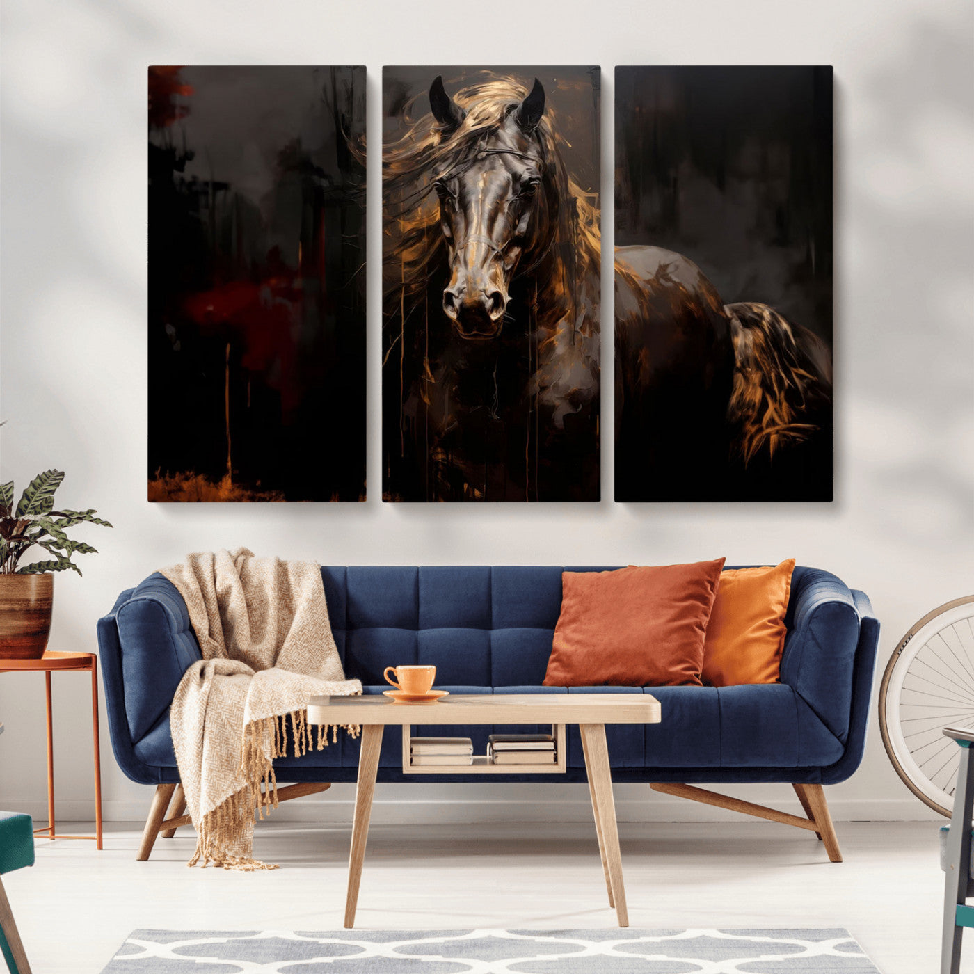 40932-MGV-CV-36X24-Abstract Black Horse Canvas Print for Farmhouse Wall Art | Abstract Equine Wall Art | Western Decor