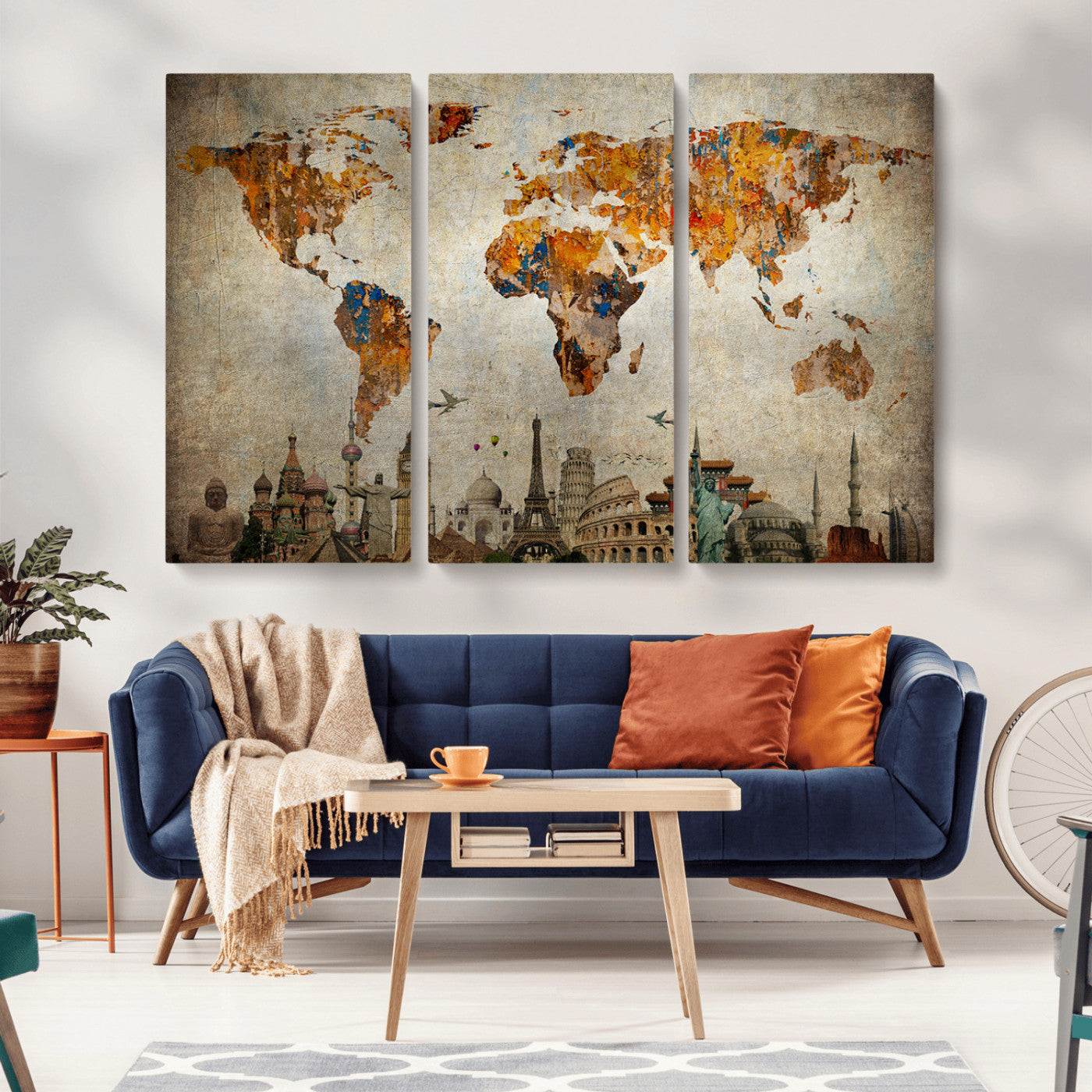 54918-MGV-CV-36X24-Push Pin World Map Canvas Print – Travel Tracker Wall Art for Couples, Perfect Anniversary Gift for Home or Office Decor