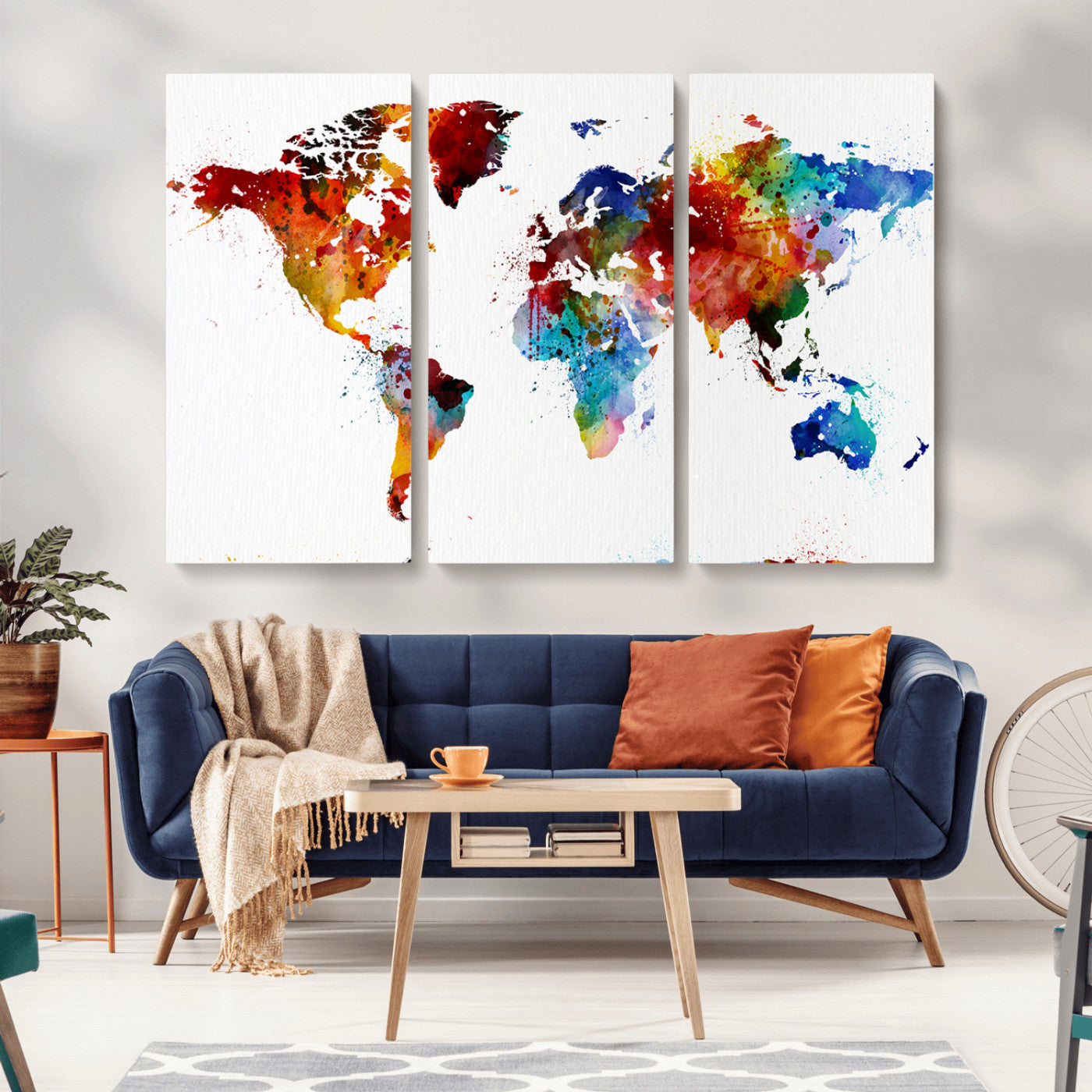 -Push Pin World Map Canvas Print – Travel Tracker Wall Art for Couples, Perfect Anniversary Gift for Home or Office Decor