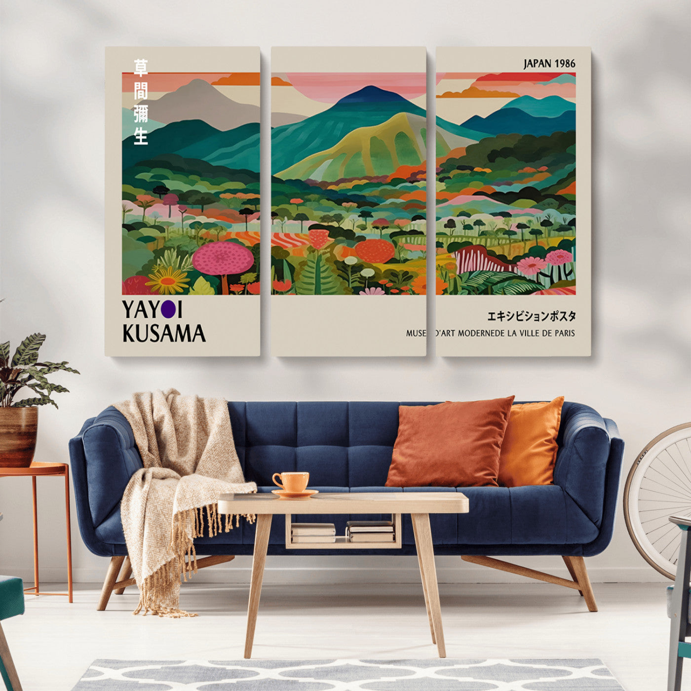 83384-MGV-CV-36X24-Yayoi Kusama Japan 1986 Canvas – Wabi Sabi Japanese Vibrant Abstract Wall Art Contemporary Canvas for Home, Office