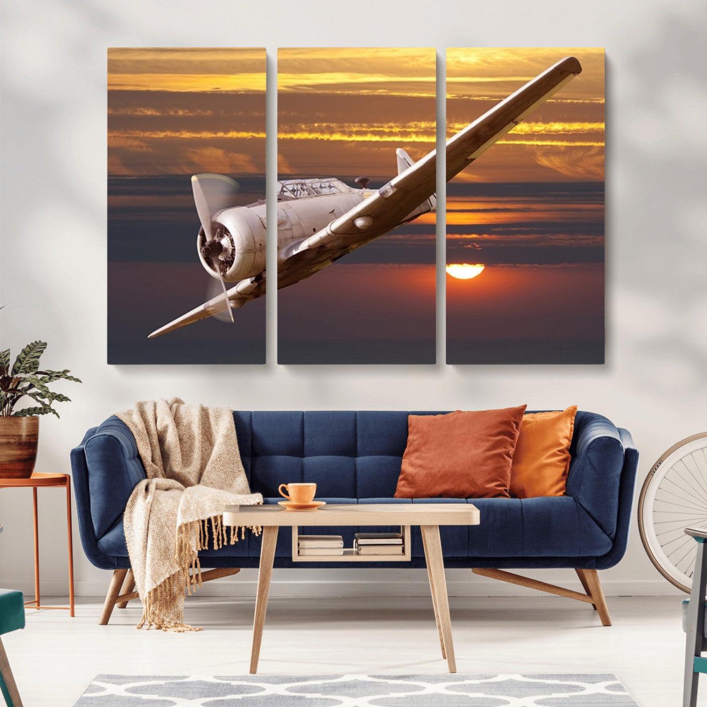 55483-MGV-CV-48X32-3P-Old War Plane Wall Art Canvas Print