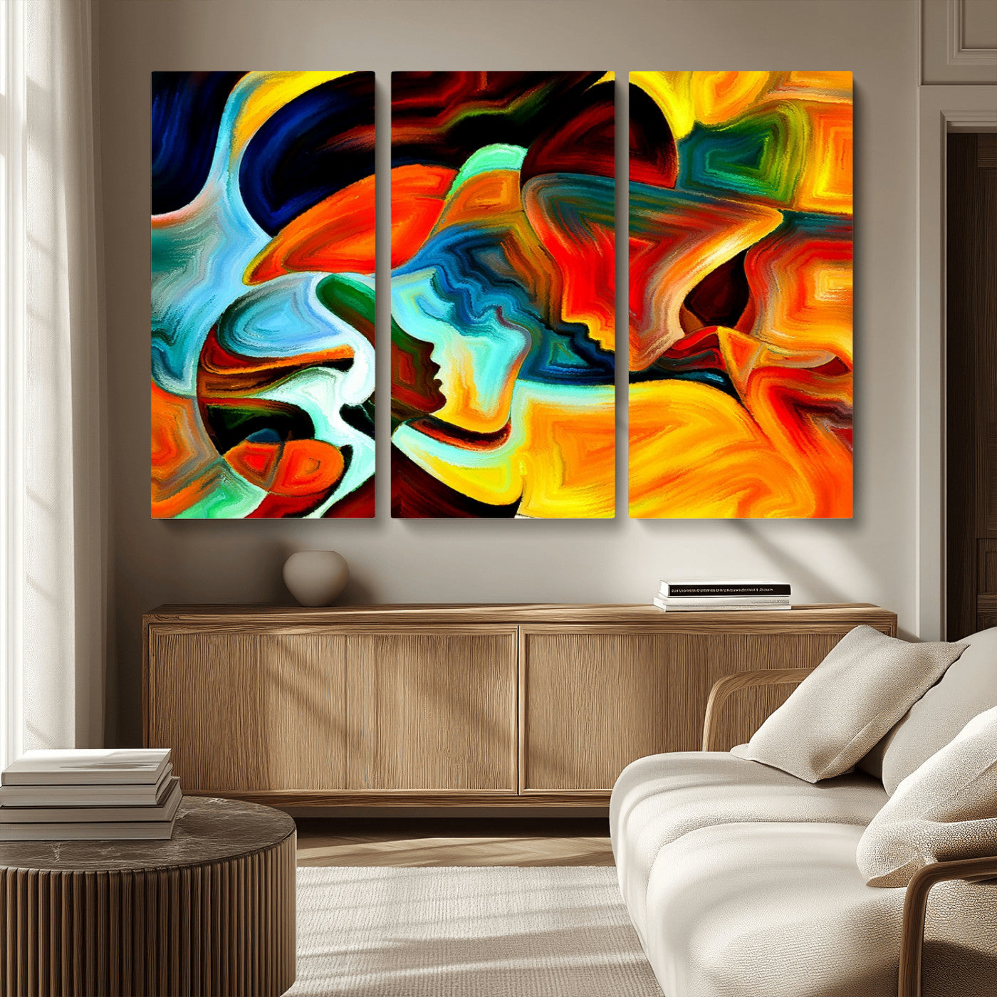 70242-MGV-CV-36X24-Human Love Figures Abstract Wall Art Canvas Print