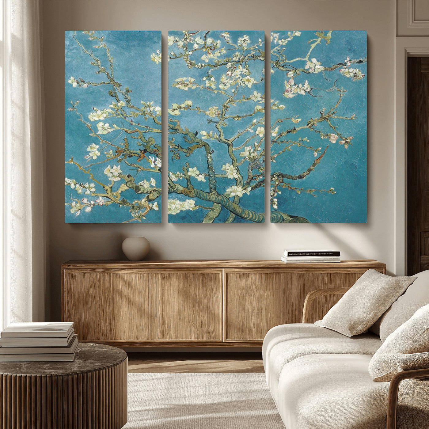 65607-MGV-CV-48X32-3P-Vincent Van Gogh's Almond Blossom Abstract Wall Art Canvas, Van Gogh Almond Blossom Canvas Print