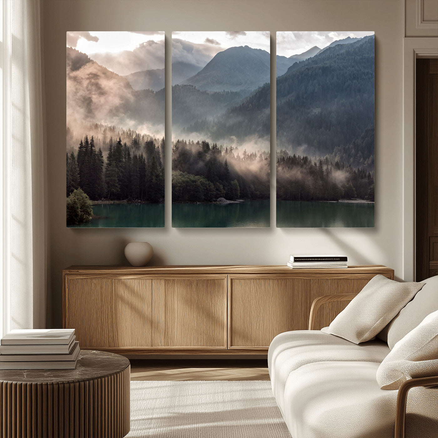 -Foggy Mountain Canvas Print Forest Wall Art